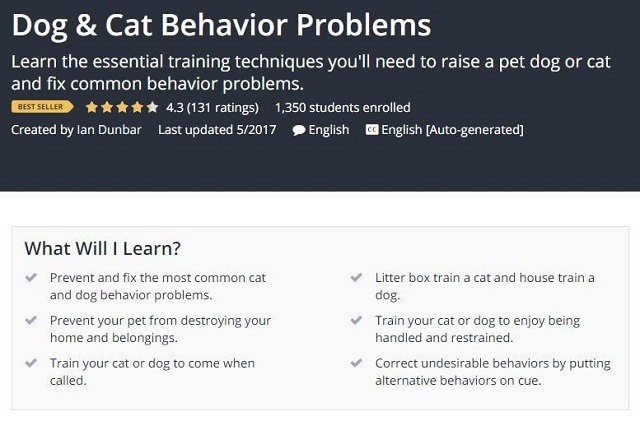 Dog & Cat Behavior Problems Udemy Course for Cat Owners
