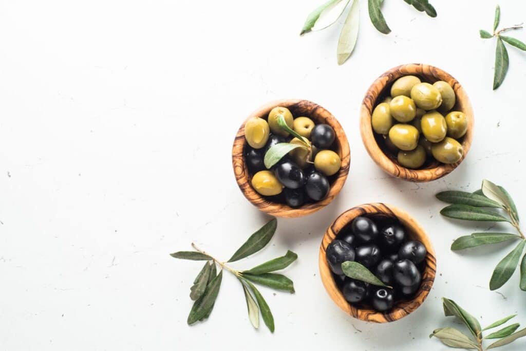 black and green olives