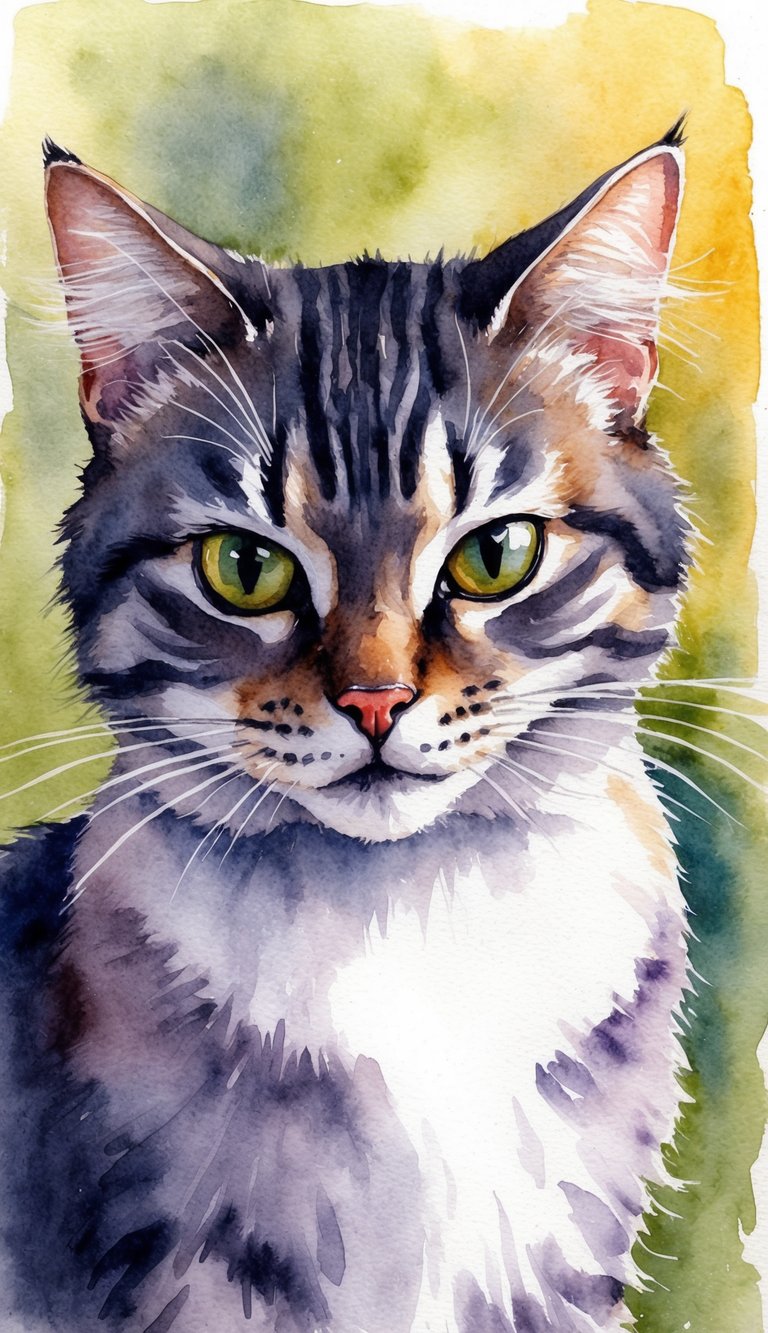 A cat with a puzzled expression sniffing its own fur