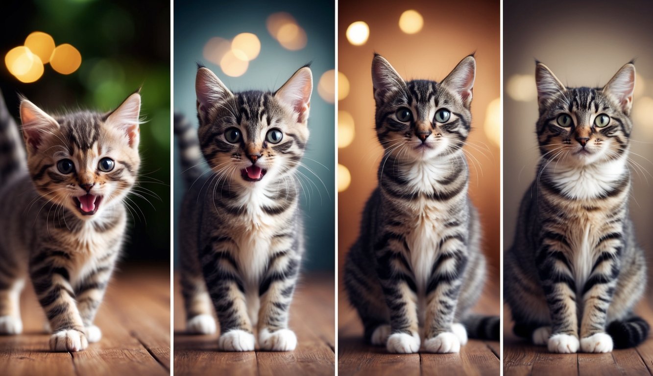 A playful kitten grows into a senior cat, showcasing changes in behavior and needs. From energetic play to slower movements, the cat's evolution is depicted through various stages